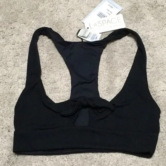 l*space black ribbed cut out bikini top. NWT